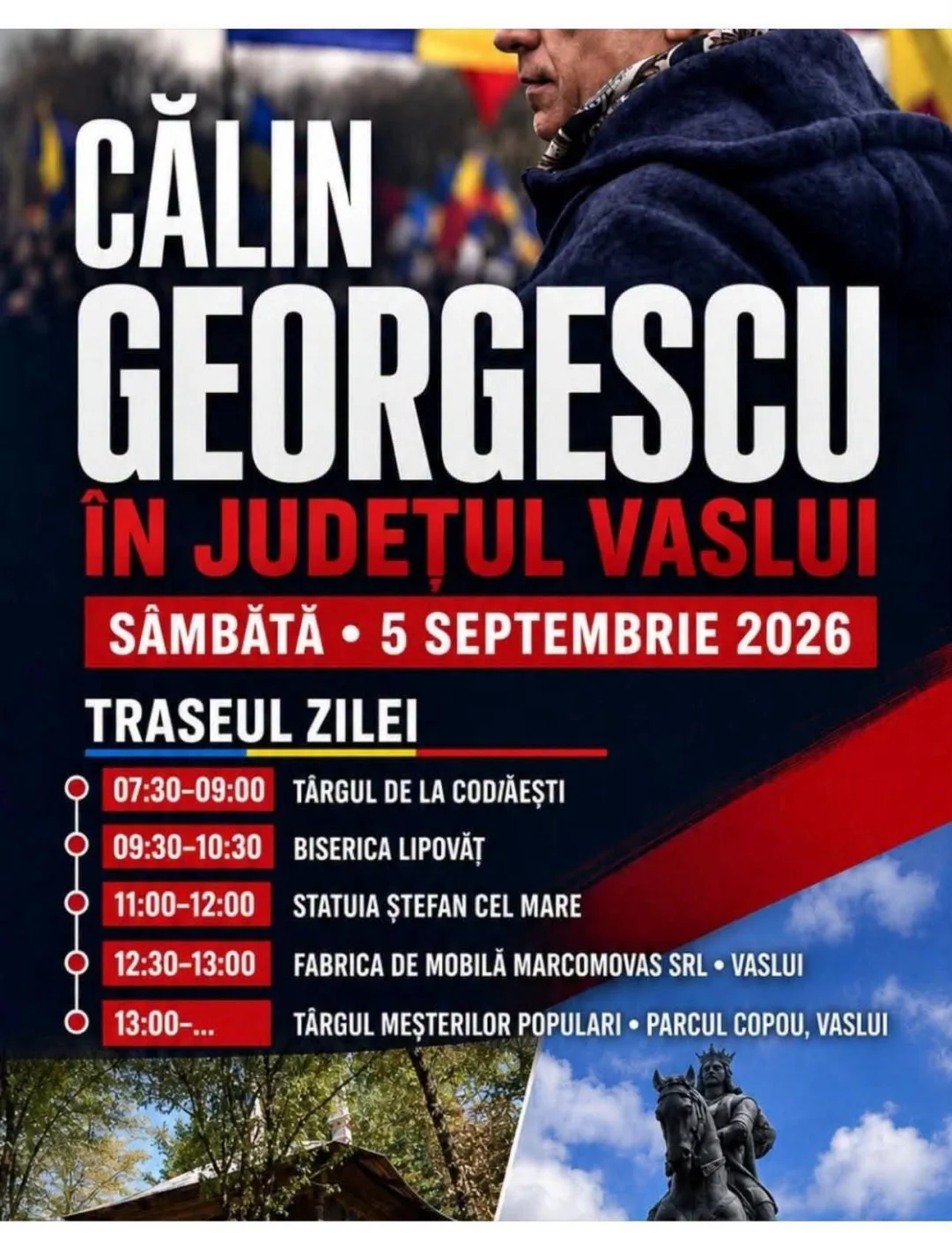 Marcomovas contestă vizita lui Georgescu la fabrica din Vaslui, deși obiectivul apare în itinerariul oficial