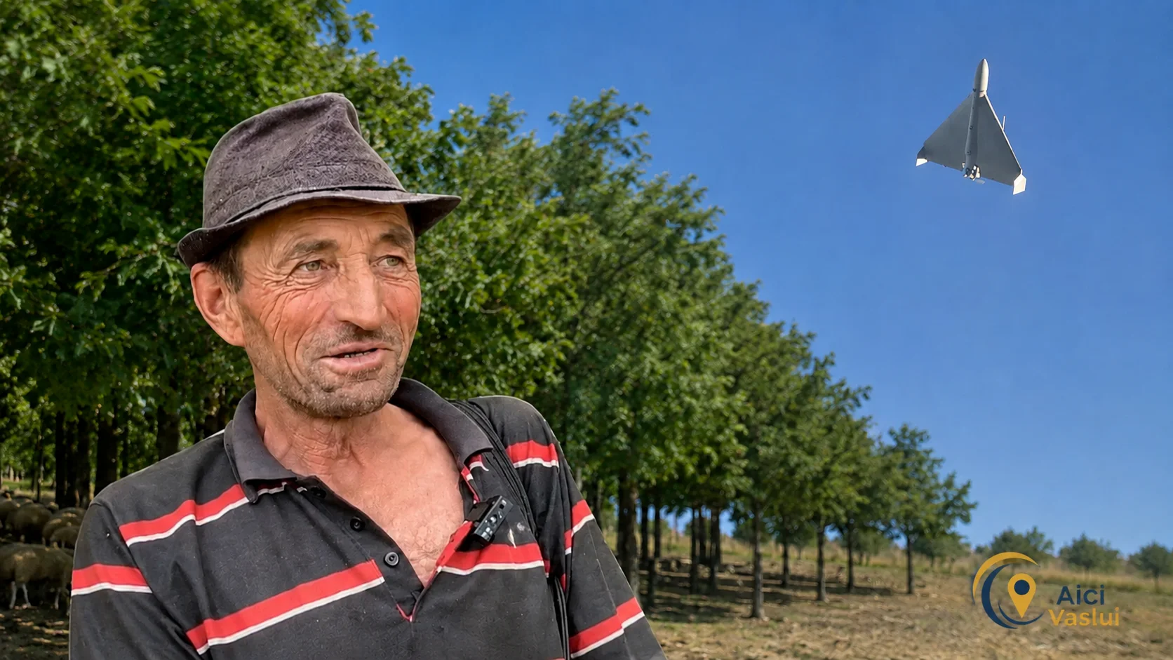 Dronă căzută în comuna Viișoara. O mașină a oprit și a inspectat aparatul înainte de sosirea autorităților